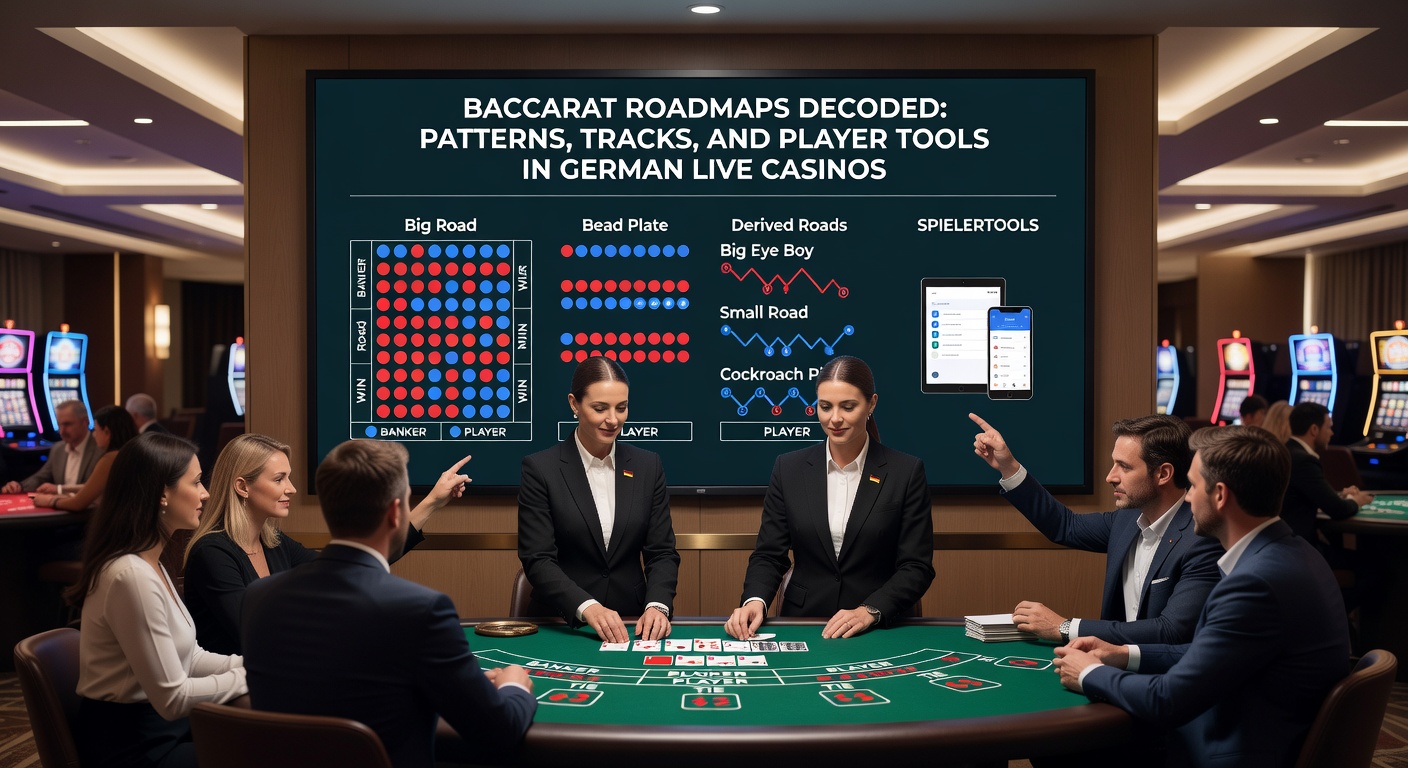 Detaillierte Darstellung verschiedener Baccarat-Tracks wie Big Eye Boy und Small Road auf einem Live-Casino-Bildschirm