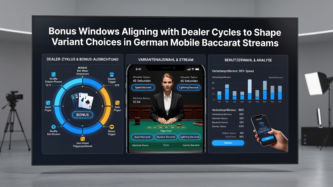 Detailansicht eines mobilen Baccarat-Tisches mit synchronisierten Bonusanzeigen und Dealer-Handlungen in deutschen Streams