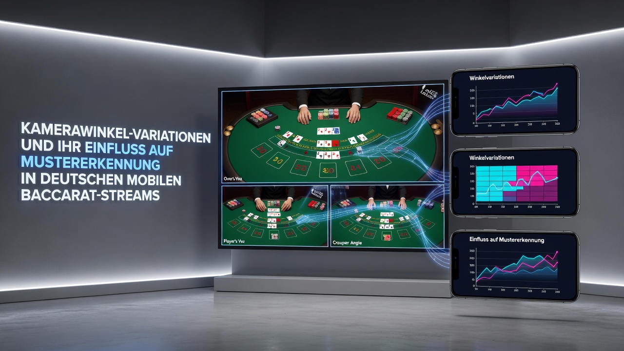 Mobile Baccarat-Streaming-Oberfläche mit variablen Kamera-Optionen und angezeigten Mustern