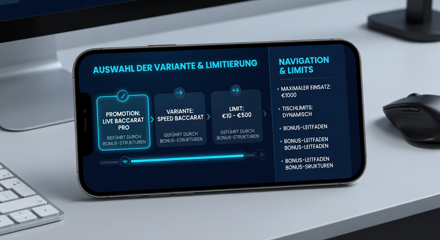 Navigation durch Tischlimits in einer deutschen mobilen Baccarat-App mit Promotionsanzeigen
